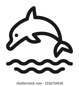 Dolphin icon. Enviroment protection symbol. Line style