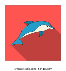 Dolphin icon in flat style isolated on white background. Sea animals symbol stock vector illustration.