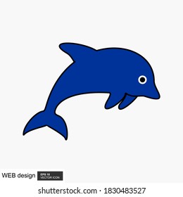 Dolphin icon of flat style.Vector icon.