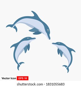 Dolphin icon of flat style.Vector icon.