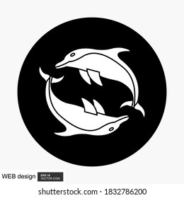 Dolphin icon of flat style.Vector icon.