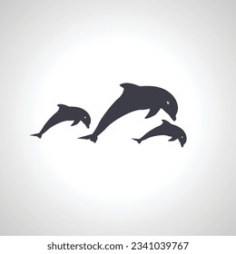 dolphin icon. group of dolphins isolated icon, pod of dolphins