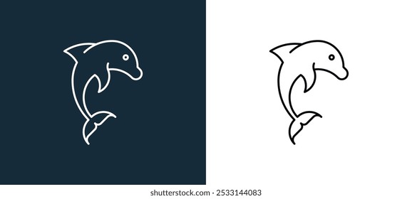 dolphin icon isolated on white and black colors. dolphin outline linear vector icon from animals collection for mobile apps, web and ui.