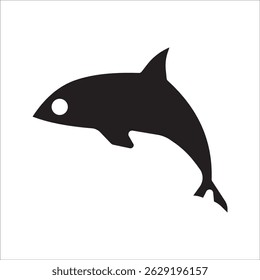 Dolphin icon, line art drawing. Simple abstract illustration, on white background