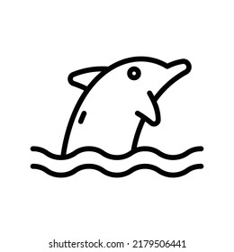 Dolphin Icon. Line Art Style Design Isolated On White Background