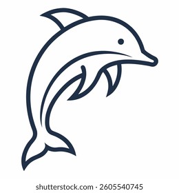 dolphin icon line art vector on white background