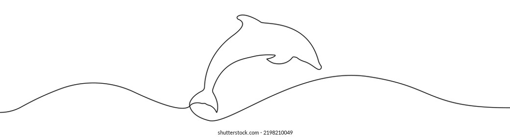 Vector de dibujo continuo de línea de icono delfín. Fondo vectorial del icono de un delfín de una línea. Icono de la marca de delfín. Esquema continuo de un icono de delfín.