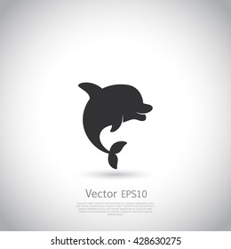 Dolphin icon or logo. Black vector.