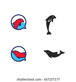 Dolphin Icon Logo Vector Set Element