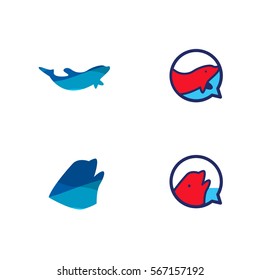 Dolphin Icon Logo Vector Set Element