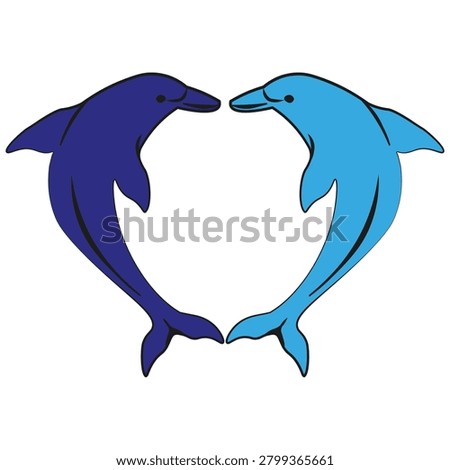 Dolphin icon. Loving sea animals. Heart shape Vector. Aquatic mammal symbol. EPS 10.