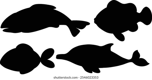 Dolphin Icon, Marine Animal Symbol, Ocean Life Vector