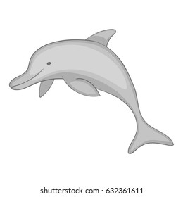 Dolphin icon in monochrome style isolated on white background vector illustration