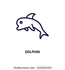 dolphin icon from nautical collection. Thin linear dolphin, fish, shark outline icon isolated on white background. Line vector dolphin sign, symbol for web and mobile