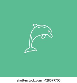 Dolphin Icon On Green Background