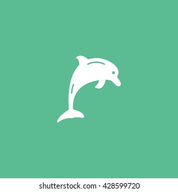 Dolphin Icon On Green Background