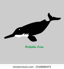 Dolphin icon on grey background.