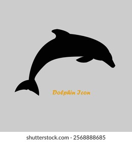 Dolphin icon on grey background.