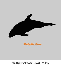Dolphin icon on grey background.