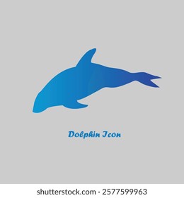 Dolphin icon on grey background.