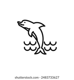 Dolphin icon outline collection in black