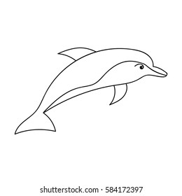 Dolphin icon in outline style isolated on white background. Sea animals symbol stock vector illustration.