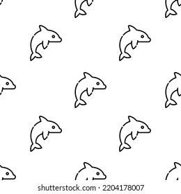 dolphin icon pattern. Seamless dolphin pattern on white background.