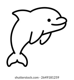 Dolphin icon, representing intelligence, friendliness, and marine life in oceans and seas.