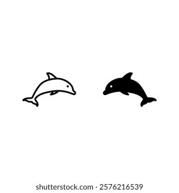 dolphin icon set color editable on white background