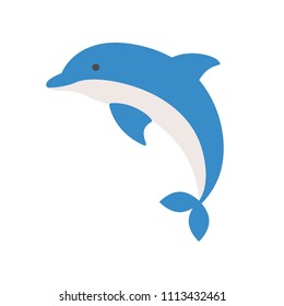 Dolphin icon, set of ocean life icon, flat design vector