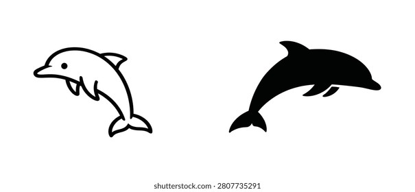 Dolphin Icon Set Vector Bundle