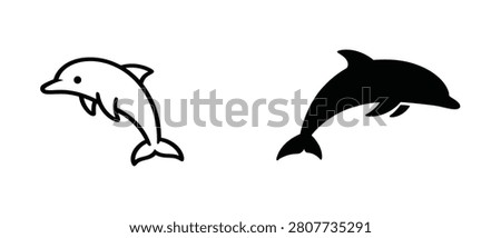 Dolphin Icon Set Vector Bundle