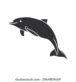 Dolphin Icon Silhouette Illustration. Sea Animals Vector Graphic Pictogram Symbol Clip Art. Doodle Sketch Black Sign.