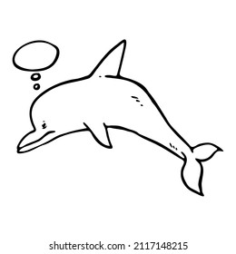 Dolphin icon with speech speech bubble. Hand drawn vector illustration.