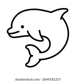 Ícone de golfinho, simbolizando os mamíferos aquáticos brincalhões frequentemente vistos em grupos nas águas oceânicas.