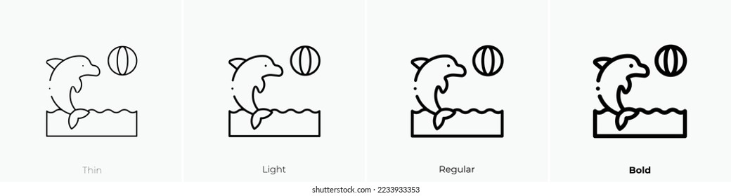 dolphin icon. Thin, Light Regular And Bold style design isolated on white background
