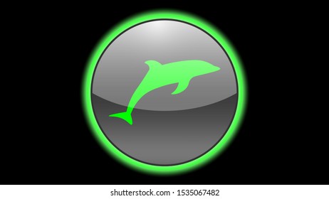 Dolphin icon vector design. Green neon icons with animals. Animals icons vector. 