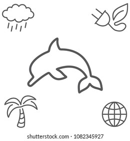 dolphin icon vector. ecology line icon set