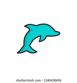 dolphin icon vector with fill outline style. diving icon