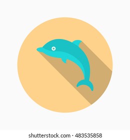 Dolphin  icon, Vector flat long shadow design. EPS10