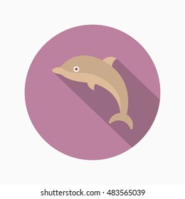 Dolphin  icon, Vector flat long shadow design. EPS10