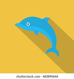 Dolphin  icon, Vector flat long shadow design. EPS10