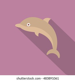 Dolphin  icon, Vector flat long shadow design. EPS10