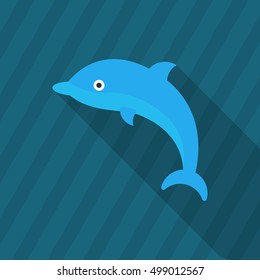 Dolphin  icon, Vector flat long shadow design. EPS10