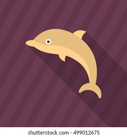 Dolphin  icon, Vector flat long shadow design. EPS10