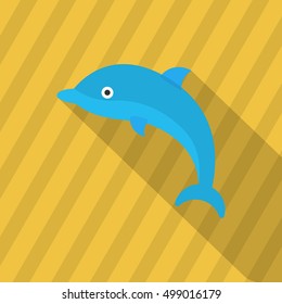 Dolphin  icon, Vector flat long shadow design. EPS10