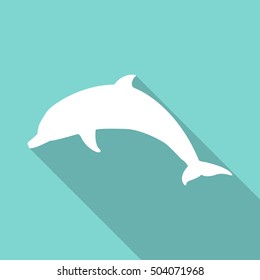 Dolphin icon, Vector flat long shadow design. EPS10