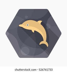 Dolphin  icon, Vector flat long shadow design. EPS10