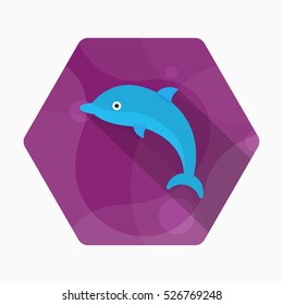 Dolphin  icon, Vector flat long shadow design. EPS10