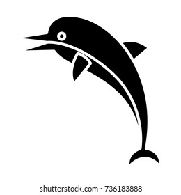 dolphin icon, vector illustration, black sign on isolated background